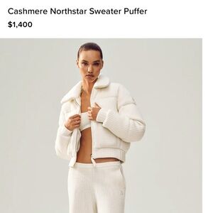 ALO Yoga White Sweater Puffer Jacket